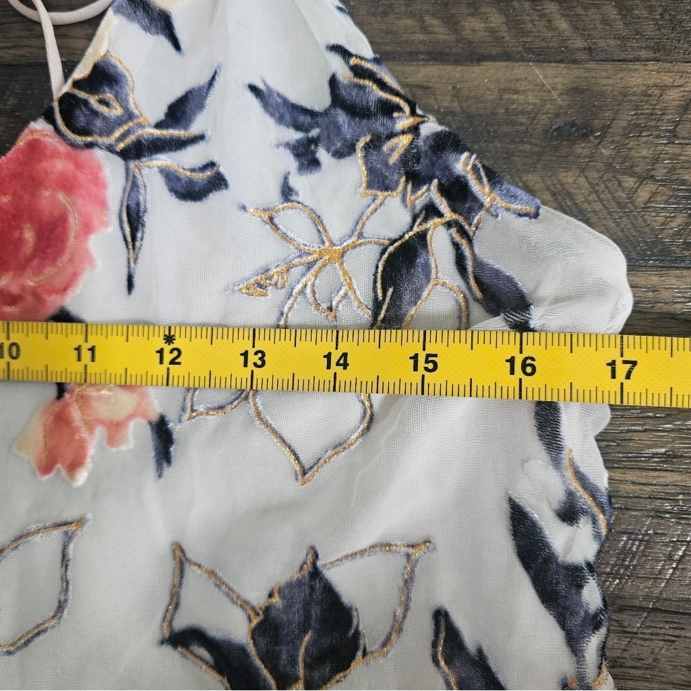 Abeline S Floral Burnout Velvet Mini Dress Low Back A Line Summer Casual Party ~ - Picture 4 of 7